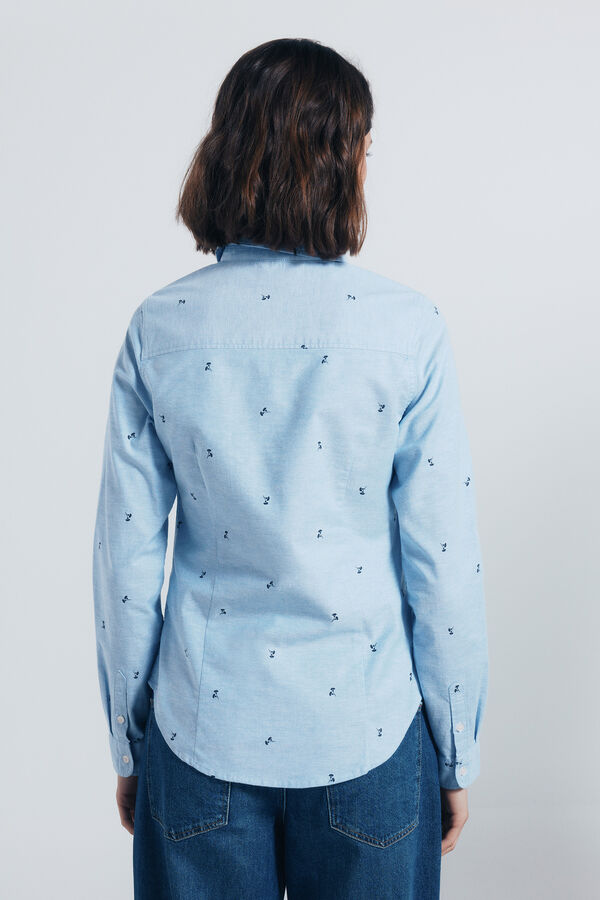 Springfield Camisa de algodão Oxford azul