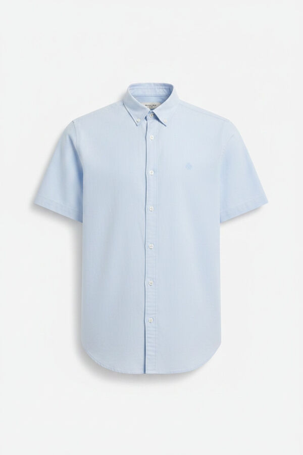 Springfield Two-tone structured short sleeve shirt blue