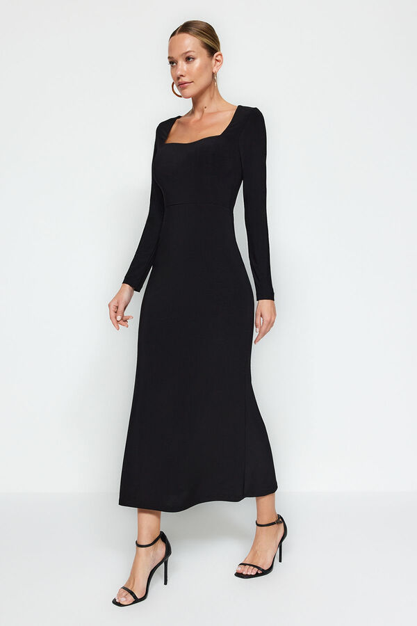 Trendyol Vestido maxi de punto negro