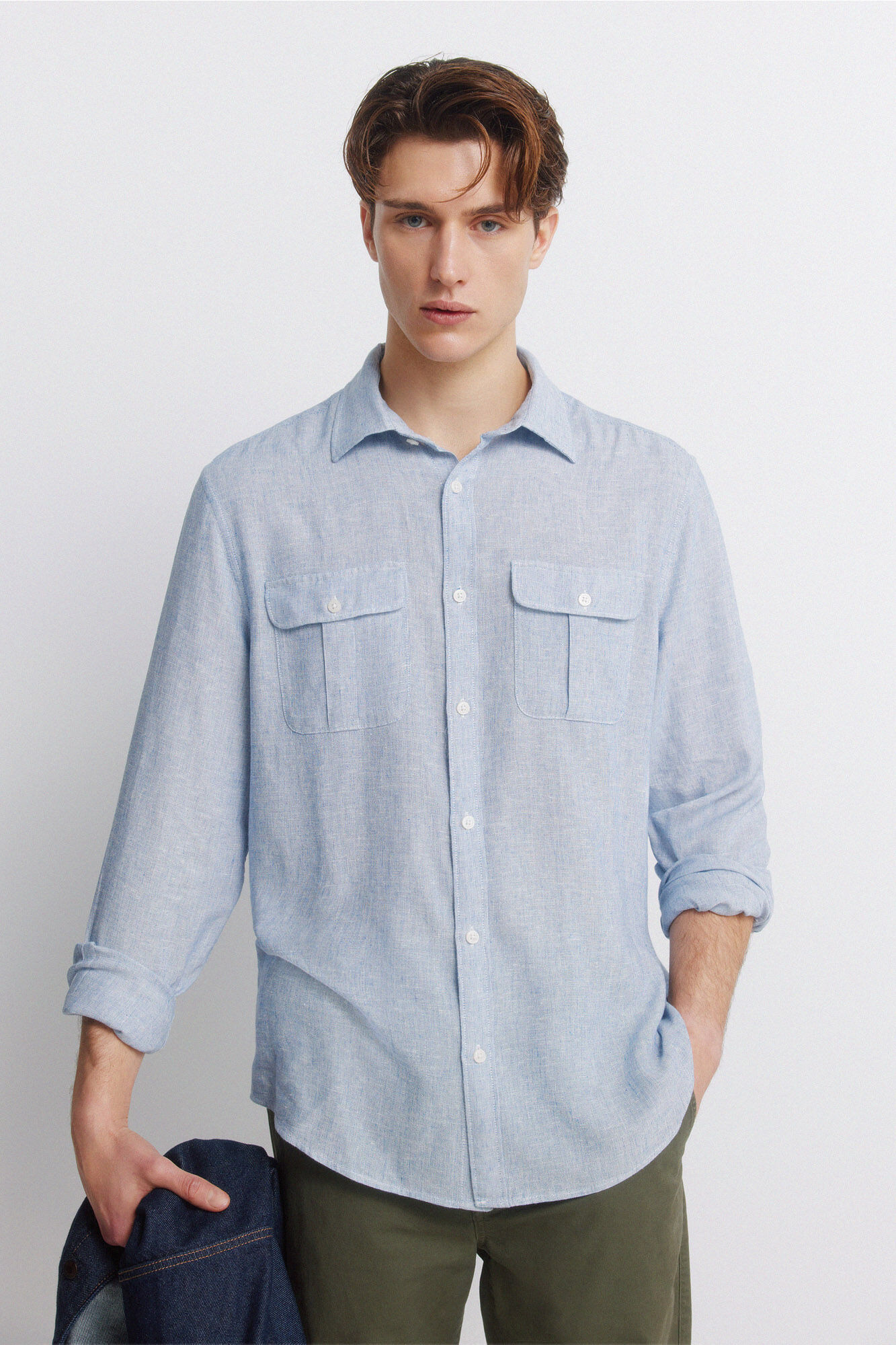 Springfield Camisa em linho e viscose com bolsos