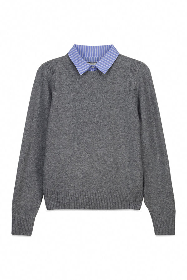 Springfield Camisola gola de malha cinzento