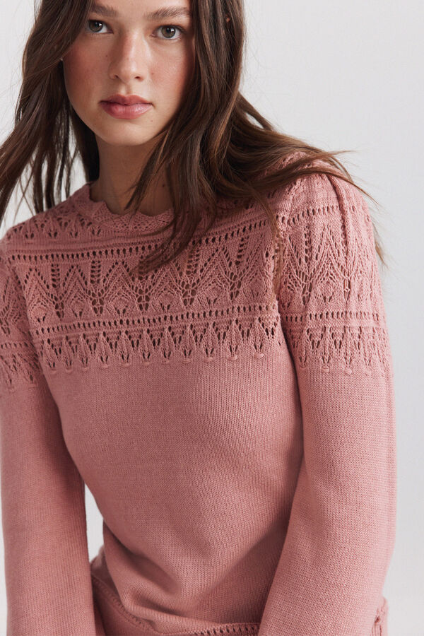Springfield Camisola de malha estampado sanefa rosa
