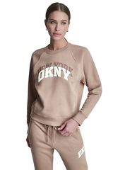 DKNY Sweatshirt gola redonda logo cru