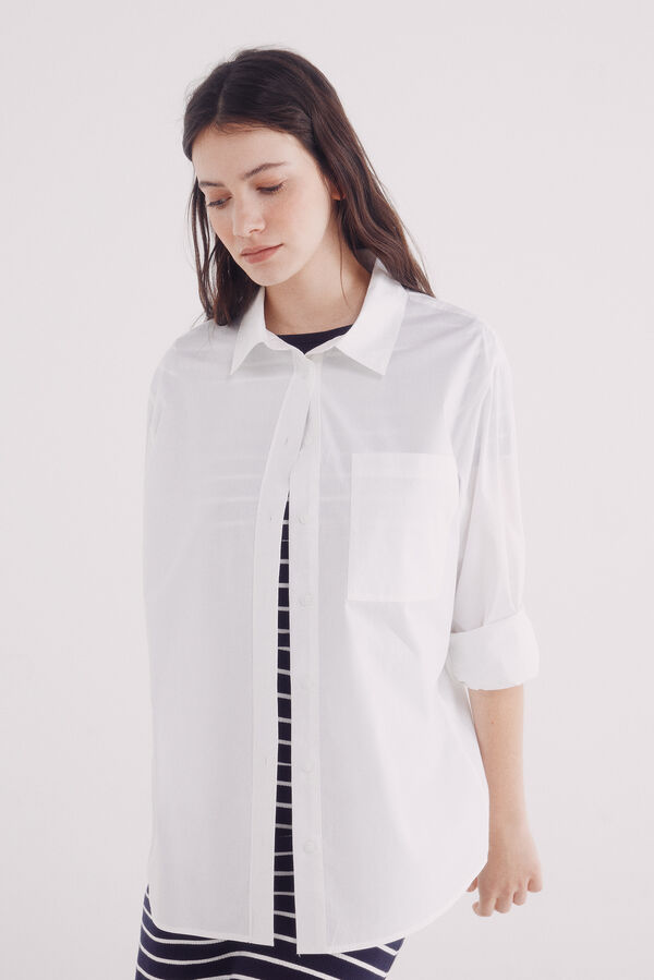 Springfield Camisa oversized de popelina branco