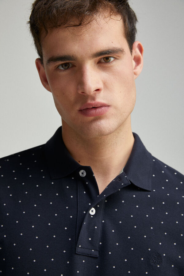 Springfield regular fit all-over print piqué polo blue