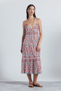 Springfield Vestido midi estampadado étnico geométrico
