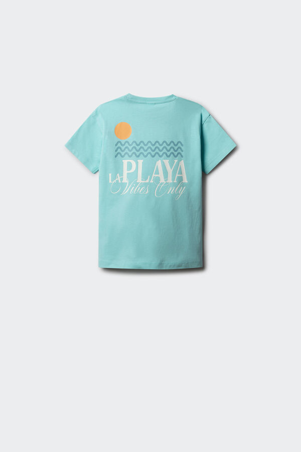 Springfield Kids T-shirt manga curta de praia de menino preto