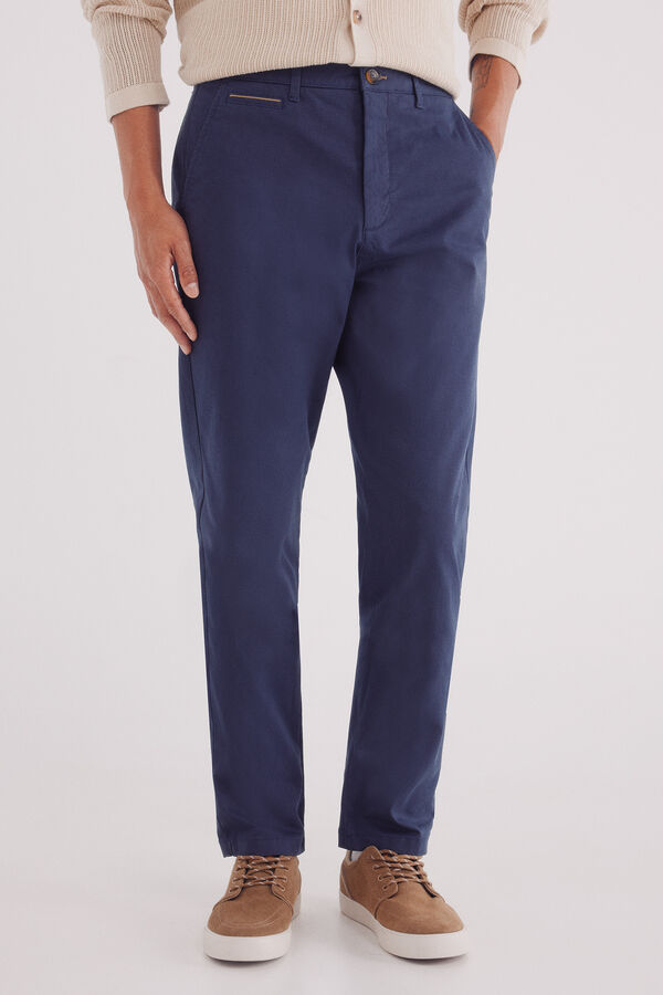 Springfield Slim fit micro-printed chinos pants blue
