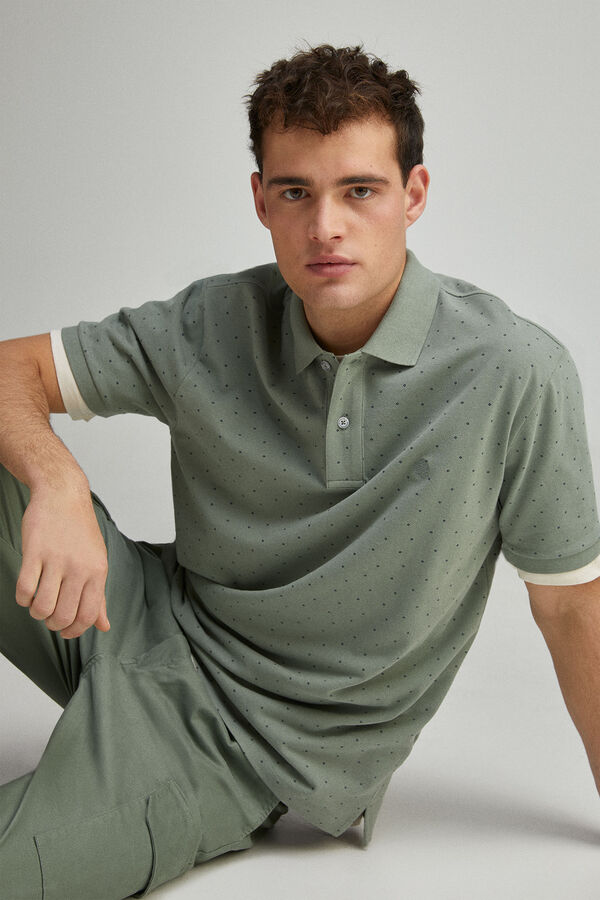 Springfield Polo piqué estampado integralmente regular fit verde