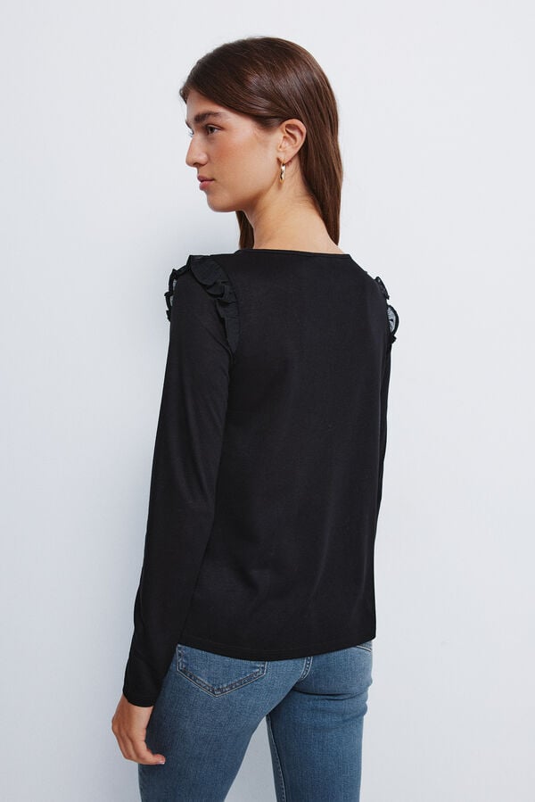 Springfield T-shirt Plumeti com folho nos ombros preto