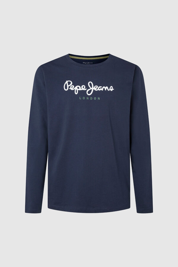 Pepe Jeans T-shirt de manga comprida com logo azul