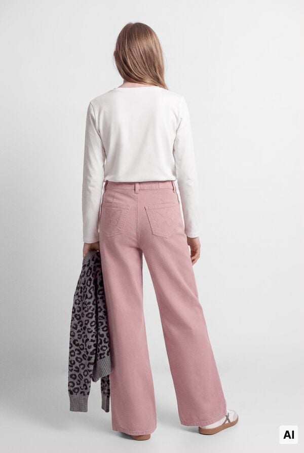 Springfield Kids Cal&ccedil;as culotte de sarja b&aacute;sicas para menina rosa