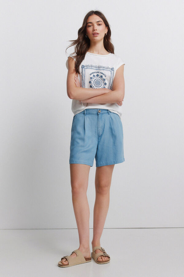 Springfield T-shirt de manga curta de bolinhas bege