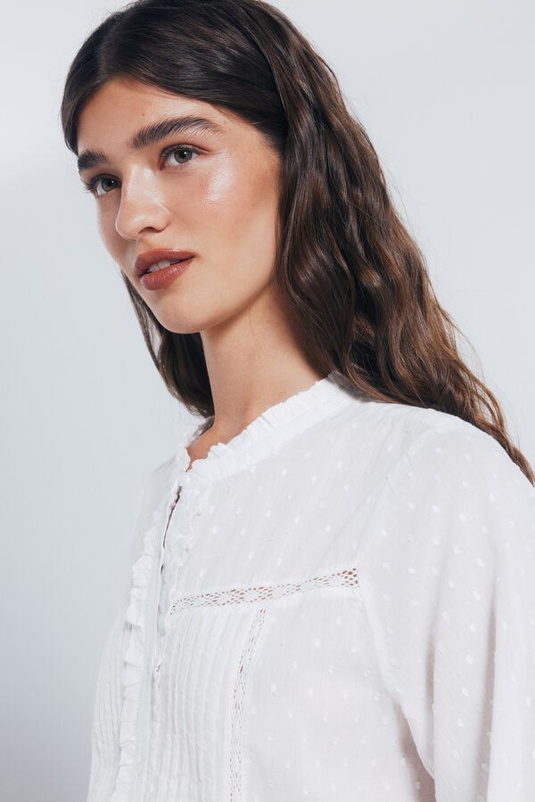 Springfield Blusa plumetti lace marrón