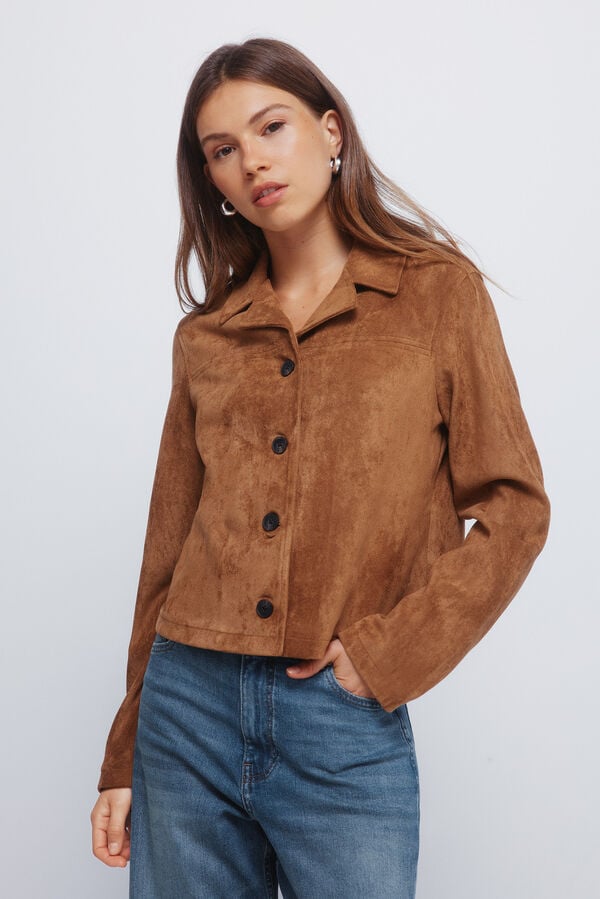 Springfield Casaco curta de camurça com botões cru