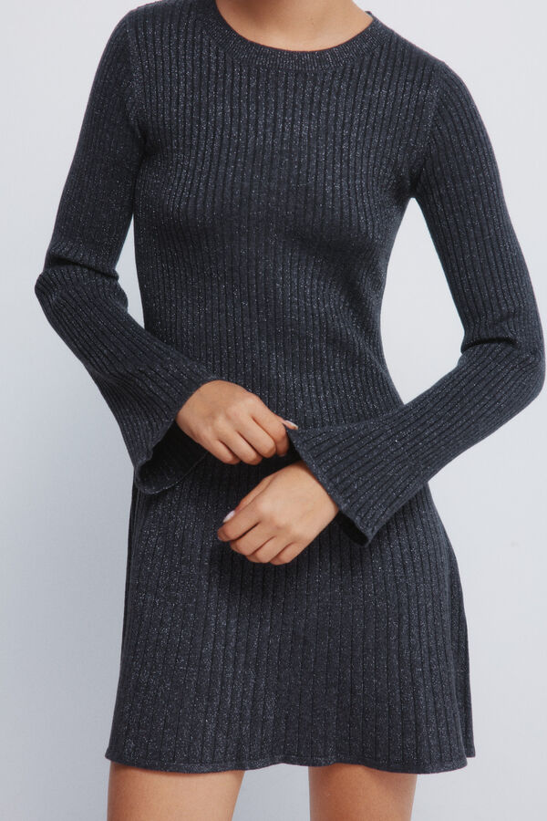 Springfield Vestido curto de malha canelada cinzento