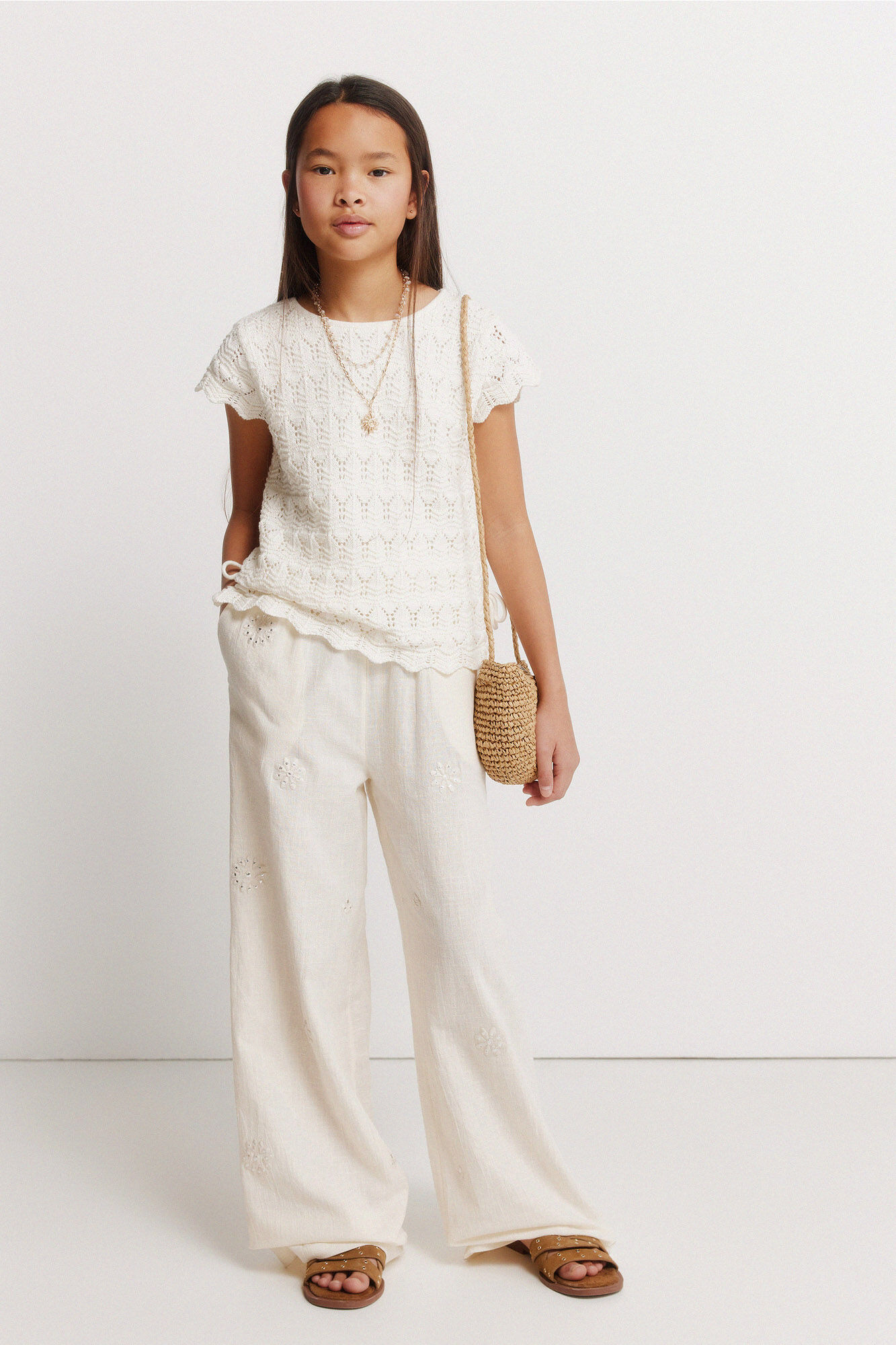 Springfield Kids Cal&ccedil;as fluidas com bordados para menina