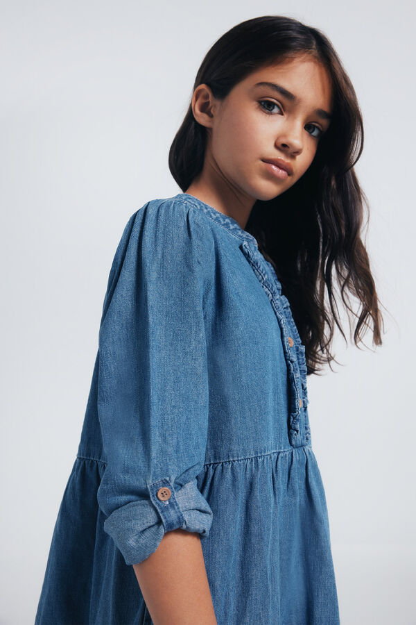 Springfield Kids Vestido jeans para meninas azul