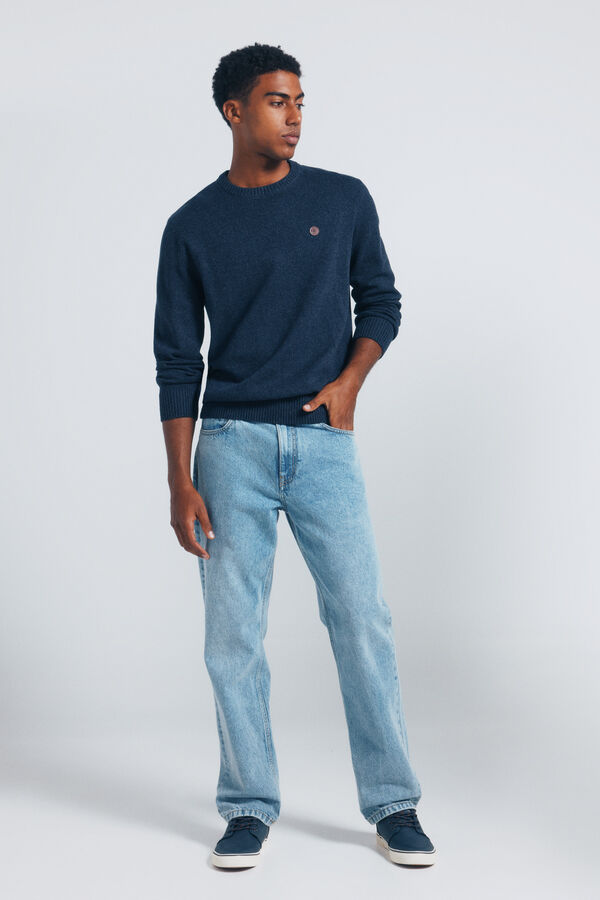 Springfield Camisola liso de fantasia torcida azul