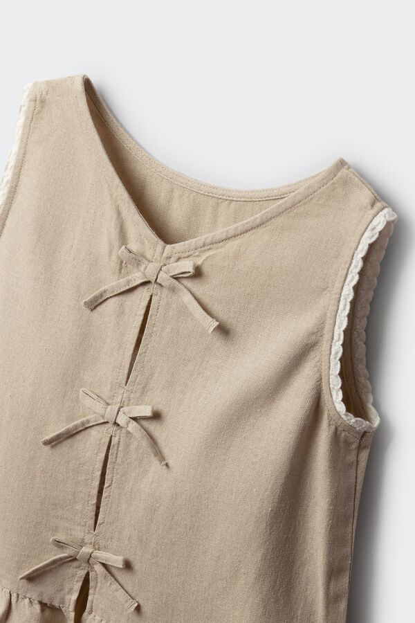 Springfield Kids Top de lino con lazos ni&ntilde;a beige