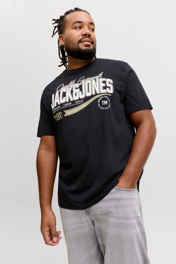 Jack & Jones PLUS T-shirt de manga curta estampada preto