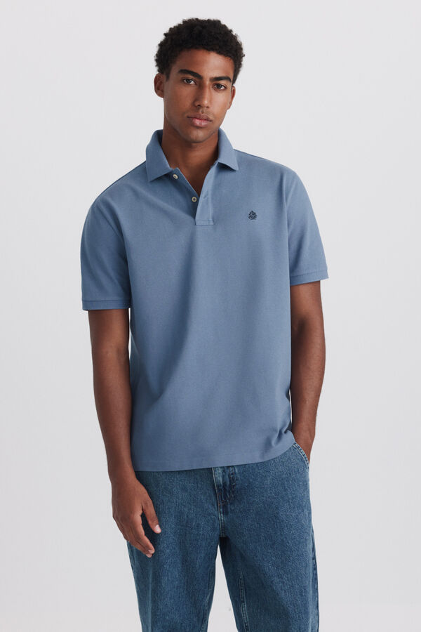 Springfield Piqu&eacute; basic regular fit polo shirt blue