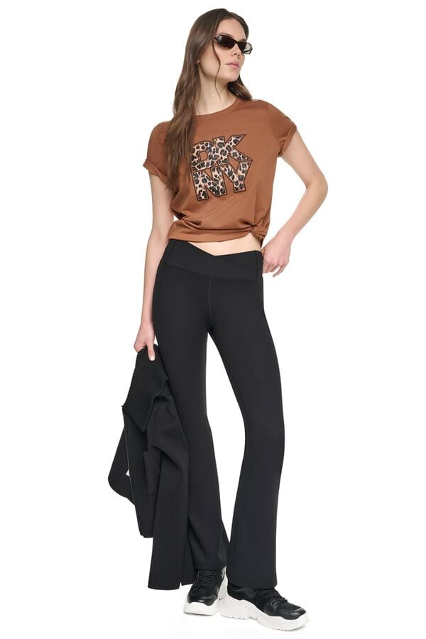 DKNY T-shirt de manga curta com logo animal print bege