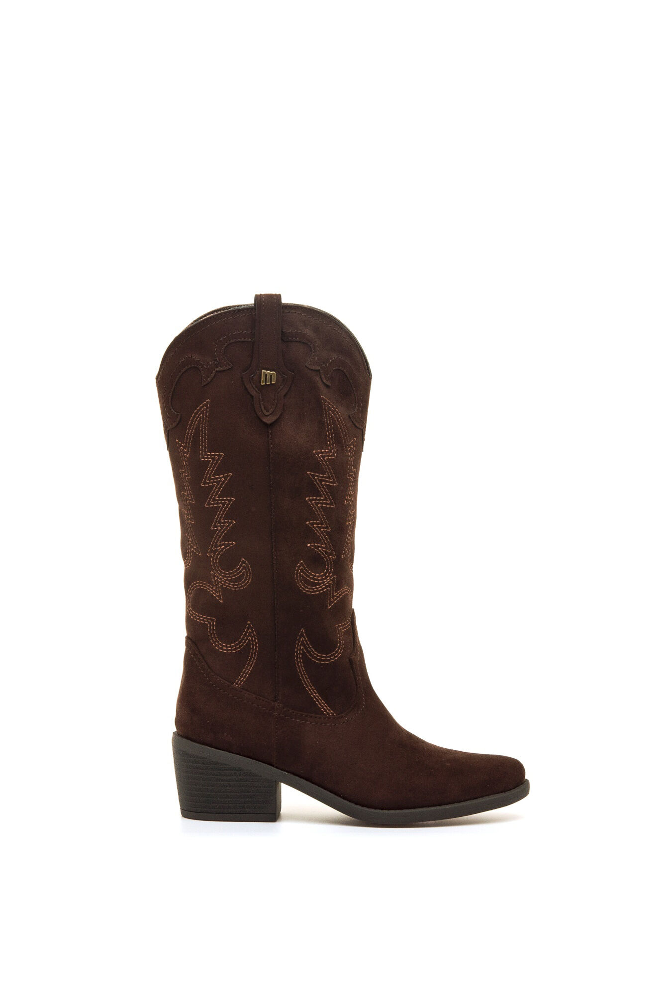 MTNG Botins cowboy com bordados e salto baixo