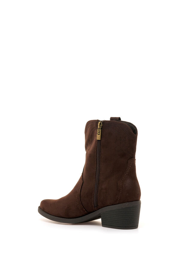 MTNG Botins cowboy com bordados e salto largo cru