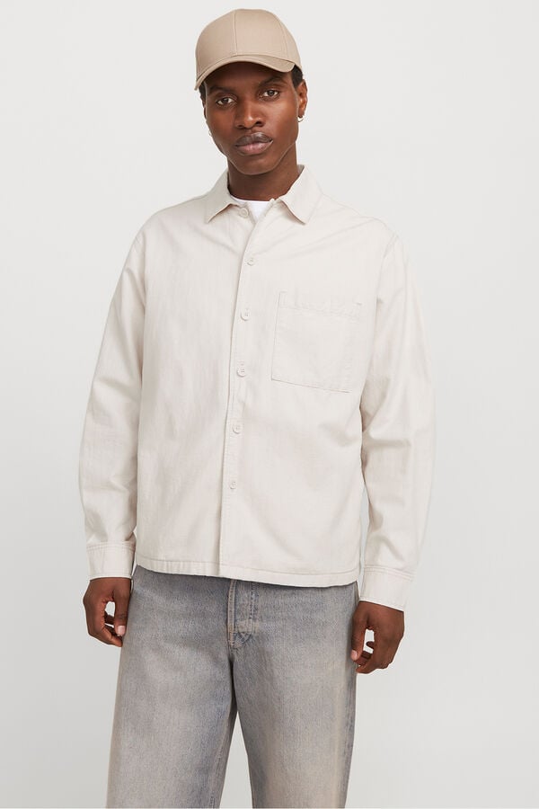 Jack & Jones Sobrecamisa de sarja corte amplo cinzento