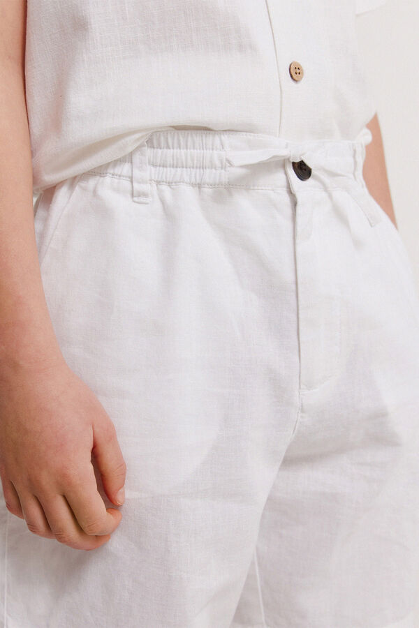 Springfield Kids Bermudas chino em linho para menino branco