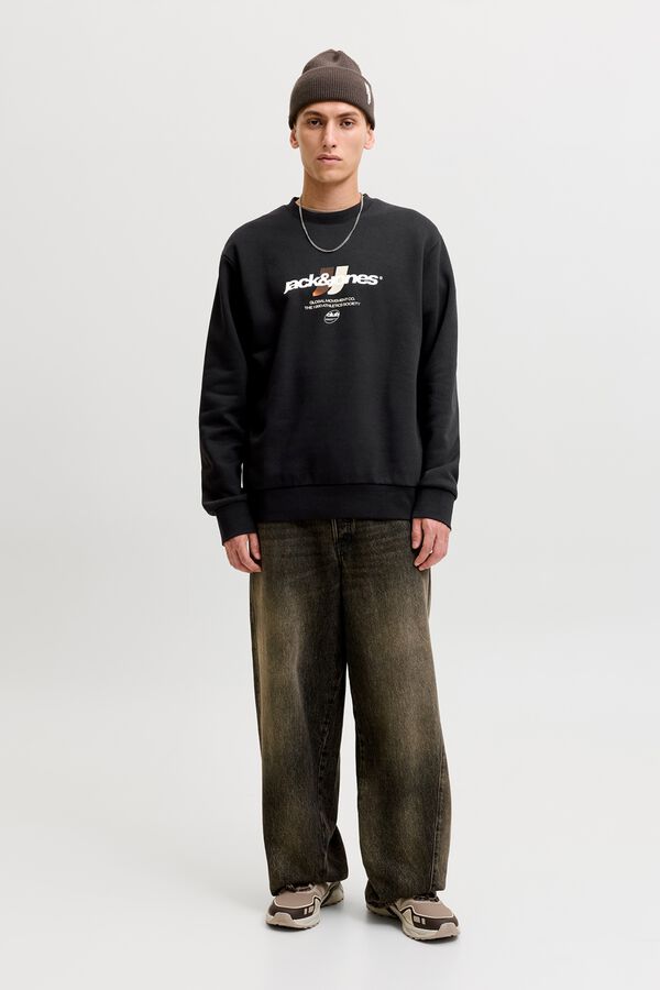Jack & Jones Sweatshirt relaxed estampada preto