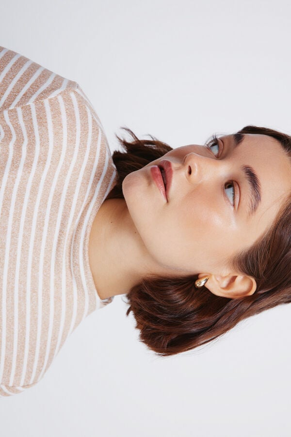 Springfield T-shirt Perkins com gola macia cru