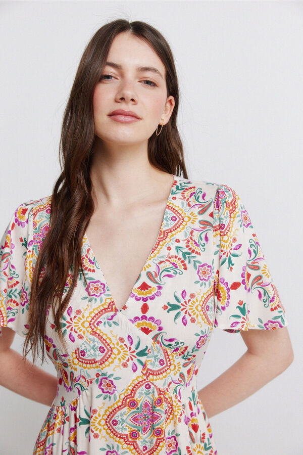 Springfield Vestido midi estampado branco