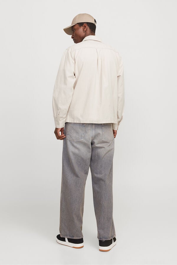 Jack & Jones Sobrecamisa de sarja corte amplo cinzento