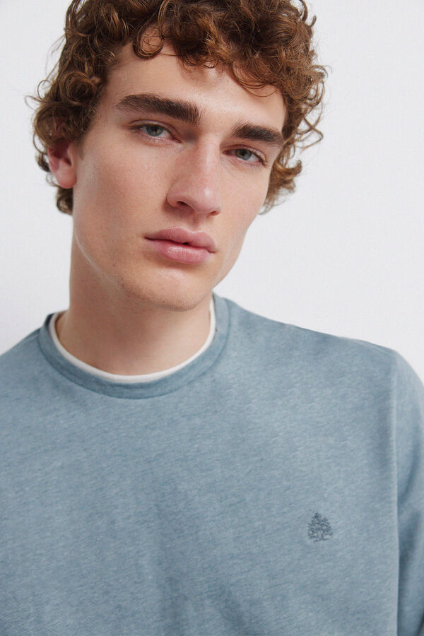 Springfield Camiseta de manga comprida com listras duplas micro azul