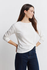 Springfield T-shirt cravejada de chenille bege