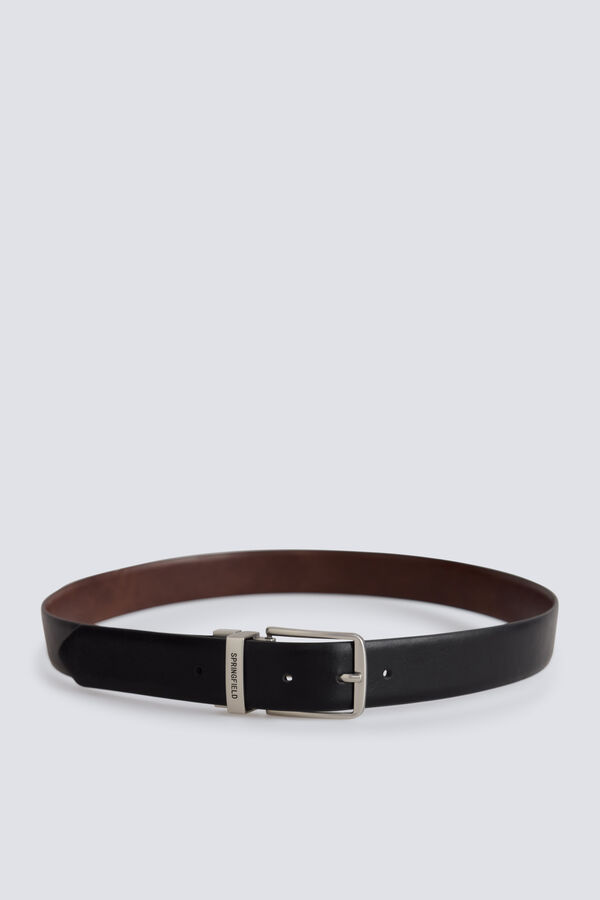 Springfield Cinto revers&iacute;vel efeito pele preto