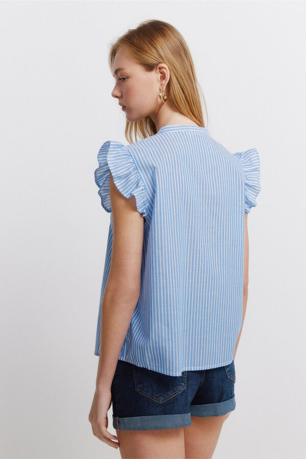 Springfield Blusa com folho de renda azul