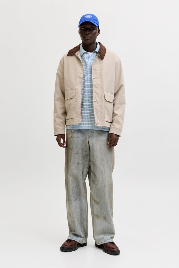 Jack & Jones Polo em malha relaxed fit em algod&atilde;o azul