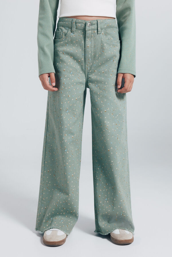 Springfield Kids Calça culotte floral para menina verde