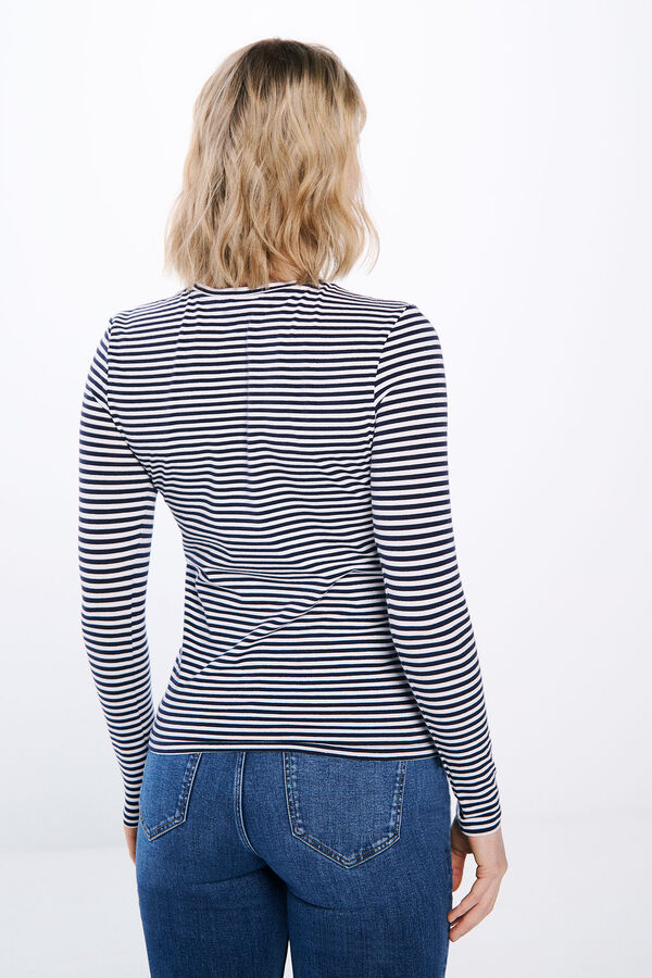 Springfield Lurex striped fitted t-shirt blue