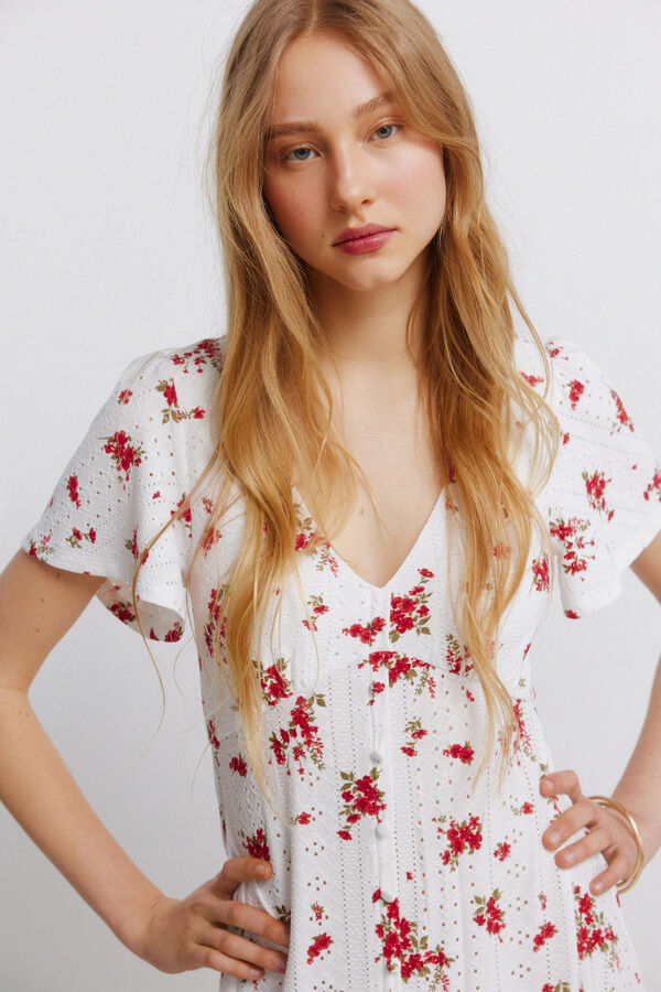 Springfield Vestido midi bordado su&iacute;&ccedil;o vermelho