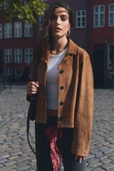 Springfield Casaco curta de camurça com botões cru