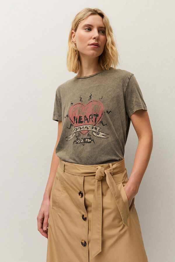 Systemaction T-shirt estampado cora&ccedil;&atilde;o cru