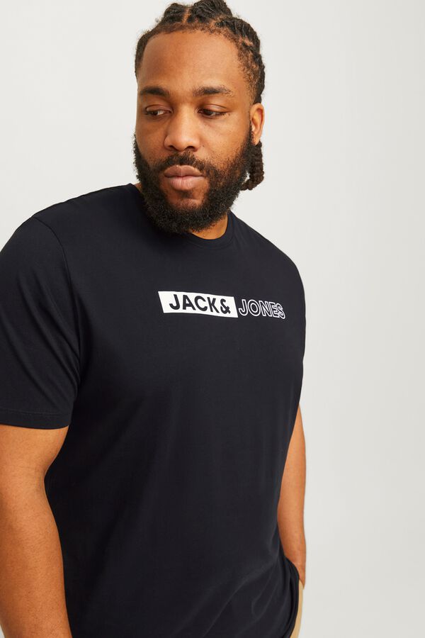 Jack & Jones PLUS T-shirt slim manga curta preto