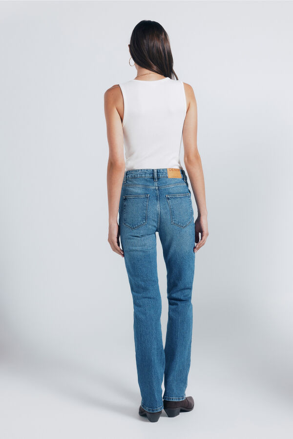 Springfield Calça jeans reta com tachas azul