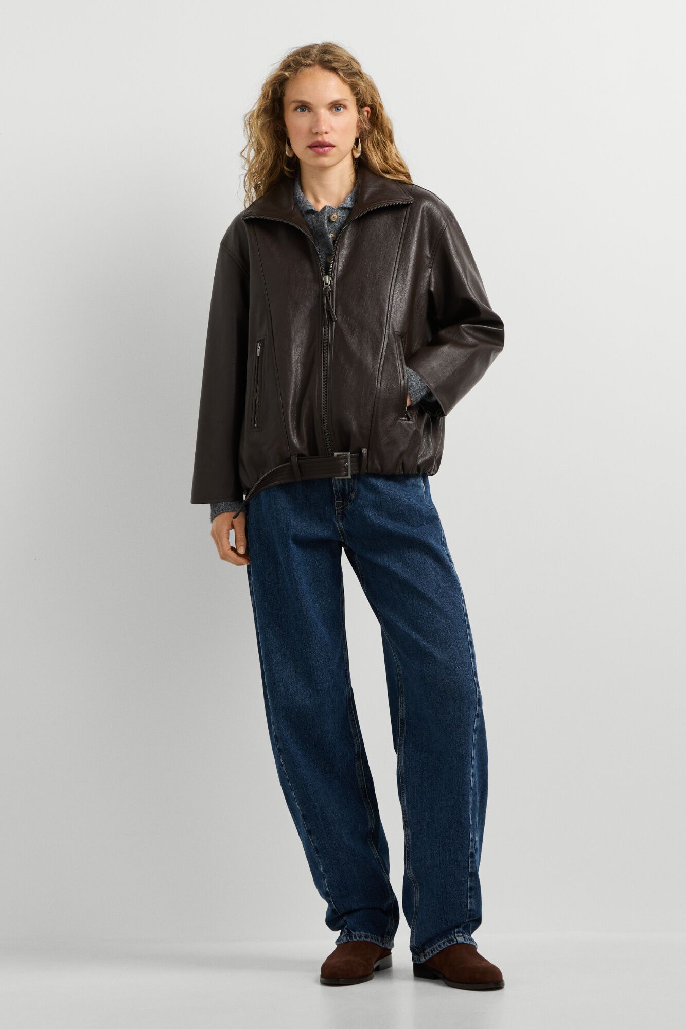 Pepe Jeans Casaco efeito pele com cinto