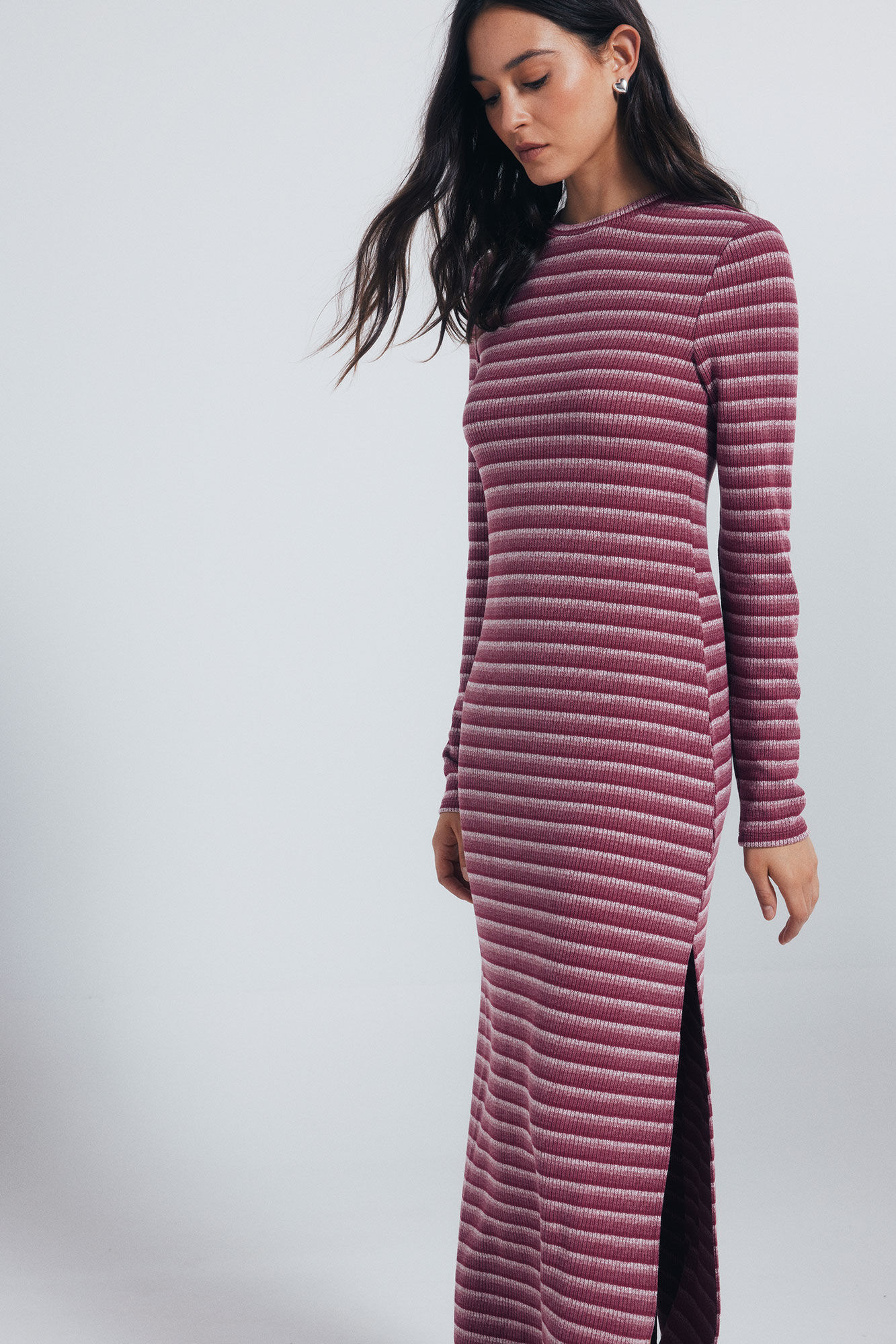 Springfield Vestido midi estruturado riscas e justo