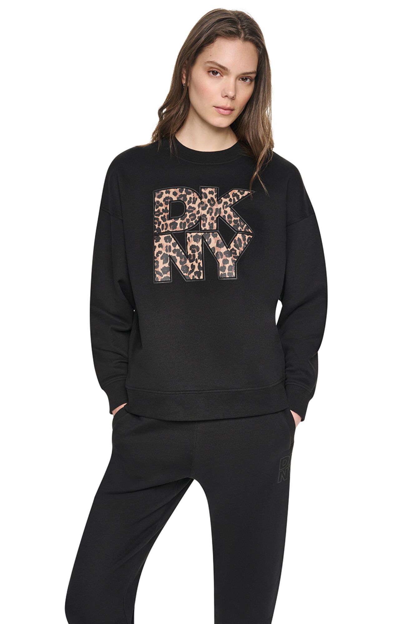 DKNY Sweatshirt gola redonda com logo animal print